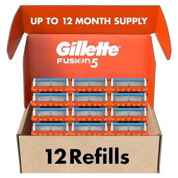 Gillette Fusion5 Mens Razor Blade Refills, 12 Count, Lubrastrip For A More Comfortable Shave