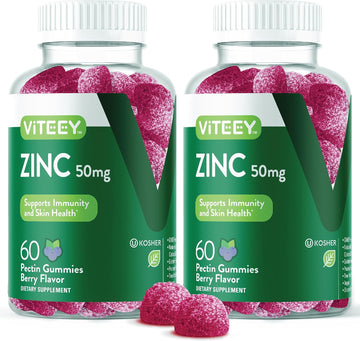 Zinc Gummies Adult & Teens - 50Mg - Immune Health Support & Antioxidant Support - Vitamin Zinc Supplement - Vegan, Gelatin Free, Gmo Free - Tasty Chewable Berry Flavored Gummy