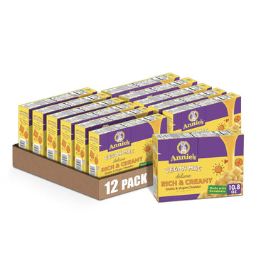 Annie'S Deluxe Vegan Mac And Cheddar Shells, Vegan Macaroni And Cheese, 10.8 Oz