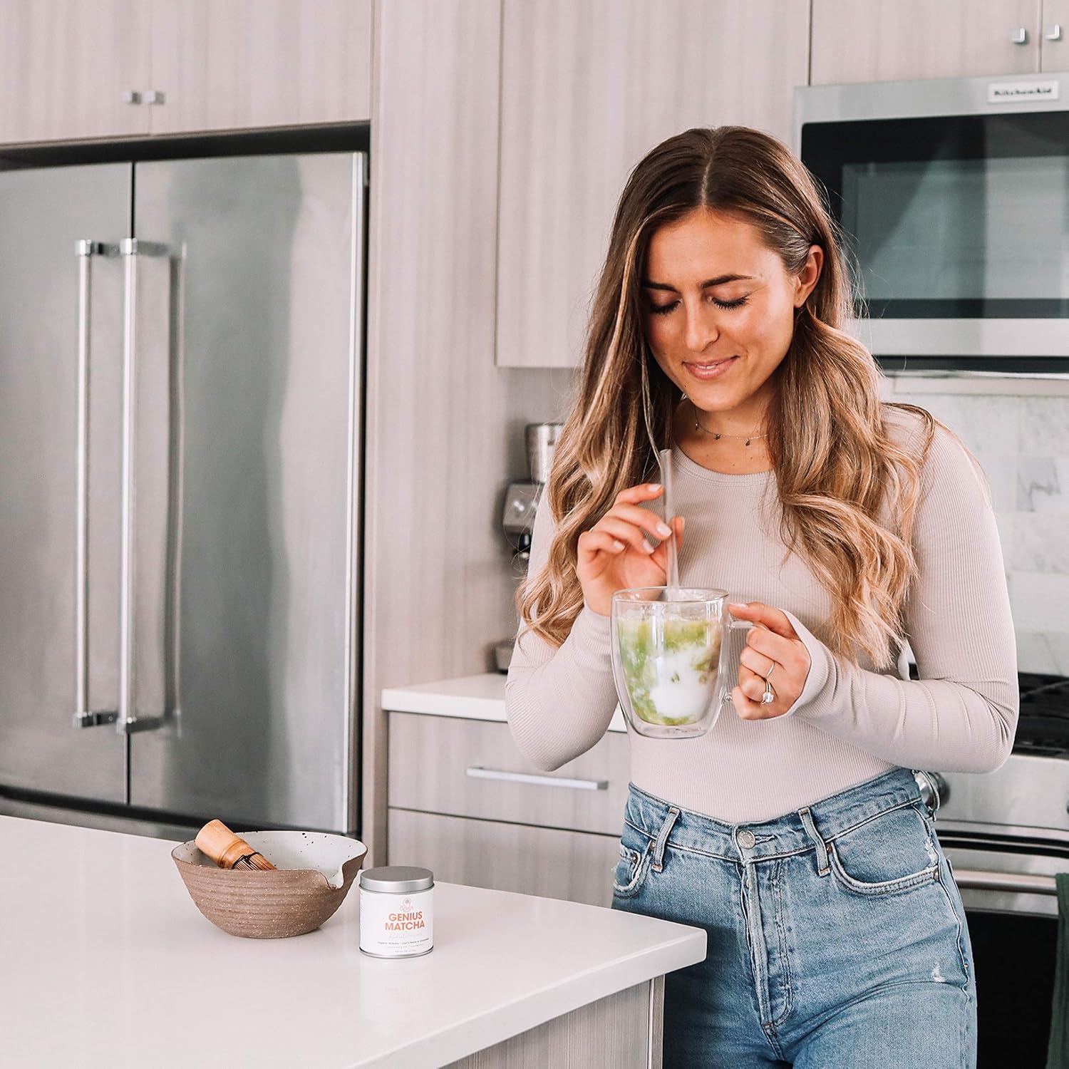 Genius Matcha Green Tea Powder, Unsweetened - Organic Ceremonial Grade, Authentic Japanese Culinary Matcha Mix With Lion’S Mane & Cordyceps Mushroom Extract For Energy & Focus Boost - Rachaelsgoodeats