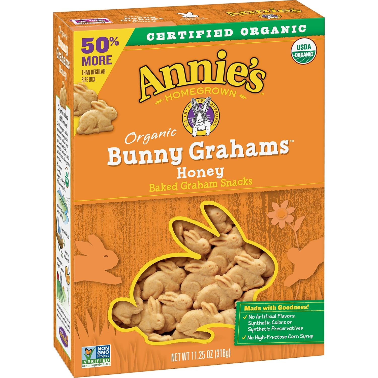 Annie'S Homegrown Organic Baked Bunny Grahams Snacks, Honey, 11.25 Oz Box