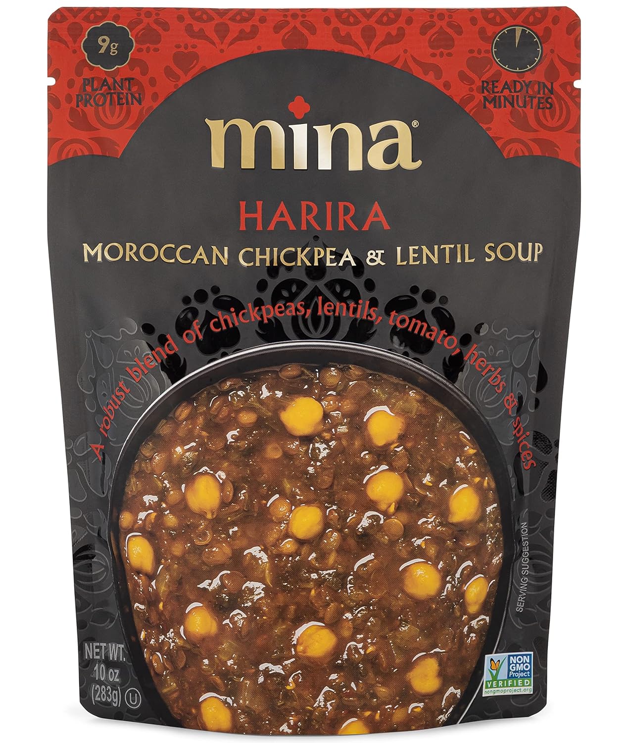 Mina, Harira Moroccan Chickpea & Lentil Soup, 10 Ounce