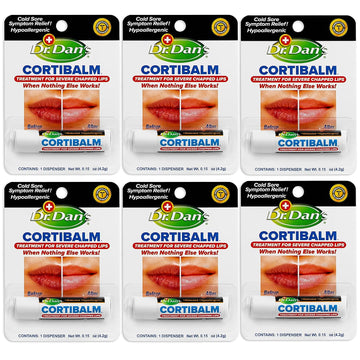 Dr. Dan's Cortibalm-6 Pack-for Dry Cracked Lips - Healing Lip Balm for Severely Chapped Lips - Designed for Men, Women and Children