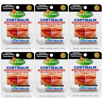 Dr. Dan'S Cortibalm-6 Pack-For Dry Cracked Lips - Healing Lip Balm For Severely Chapped Lips - Designed For Men, Women And Children