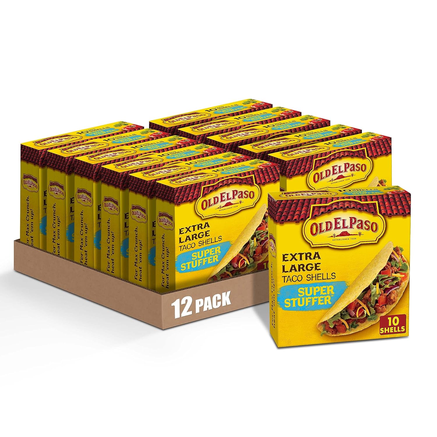 Old El Paso Extra Large Super Stuffer Taco Shells, 10 ct., 6.6 oz. (Pack of 12)