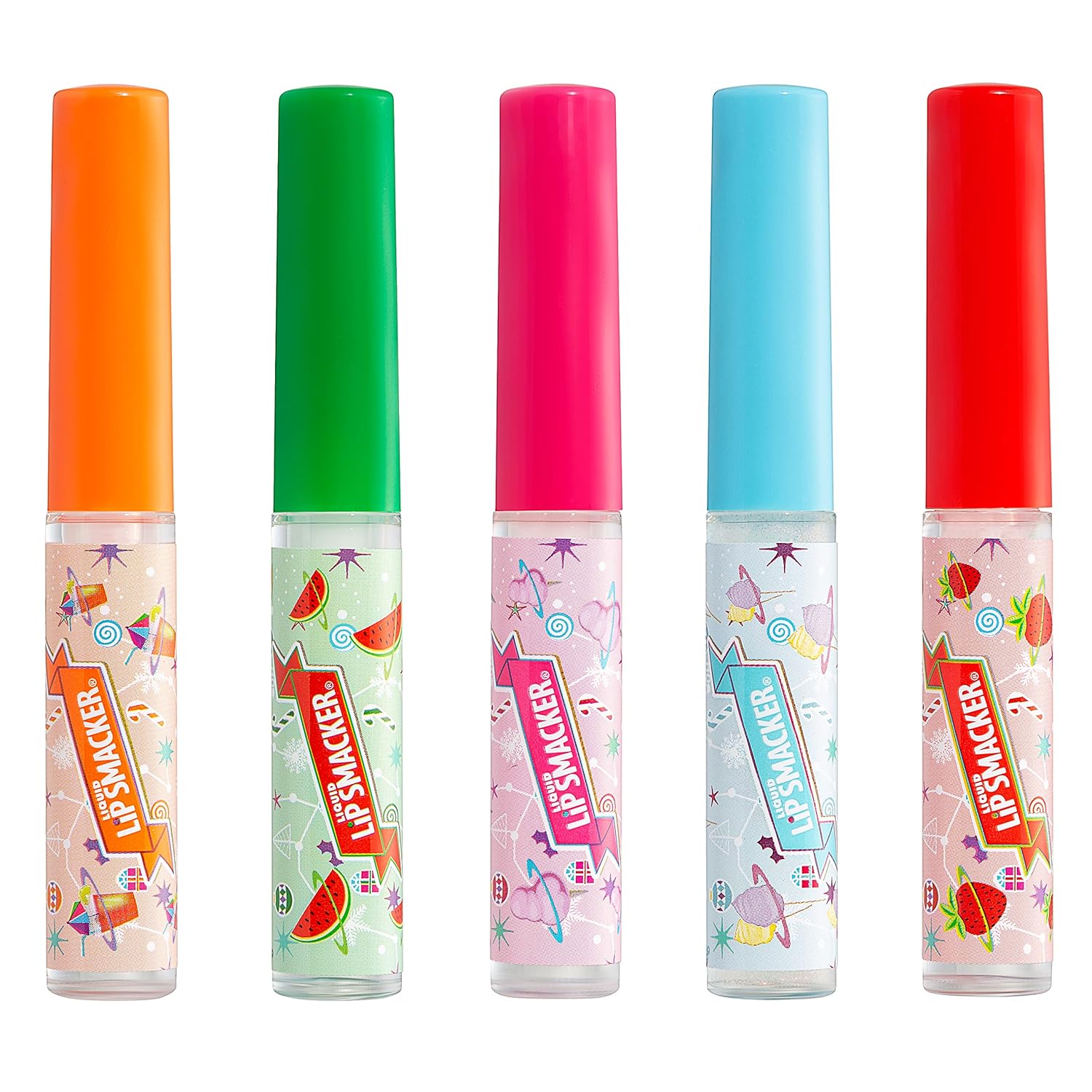 Lip Smacker Holiday Original & Best Flavored Lip Gloss Party Pack, Tropical Punch, Watermelon, Cotton Candy, Spun Sugar, Strawberry : Beauty & Personal Care