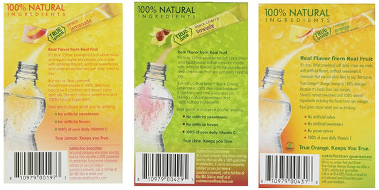 True Black Cherry Limeade, Peach Lemonade, & Mango Orange, 10-Count (3Pk) With 5 Free Lemonade Sample Sticks