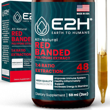 E2H Red Banded Polypore Extract - Mushroom Supplement Formula for Immune Support, Digestive Health, Energy and Natural Immunity Boost - 2 FL Oz