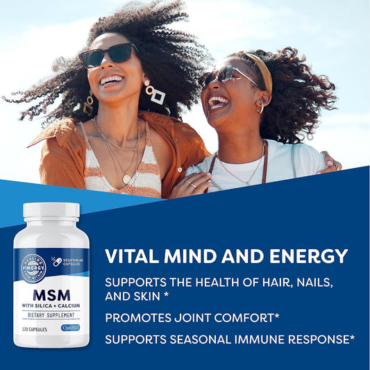 Vimergy Msm With Silica + Calcium Capsules, 120 Servings – Supports Bone Health – Promotes Hair & Nail Health – Non-Gmo, Gluten-Free, Kosher, Soy-Free, Corn-Free, Vegan & Paleo Friendly