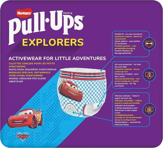 Huggies Pull-Ups, Explorers Nappy Pants For Boys - 9-18 Months, Size 3-4- Flex And Protect Pull Up Nappies With Potty Training Wetness Indicator , Pack Of 28