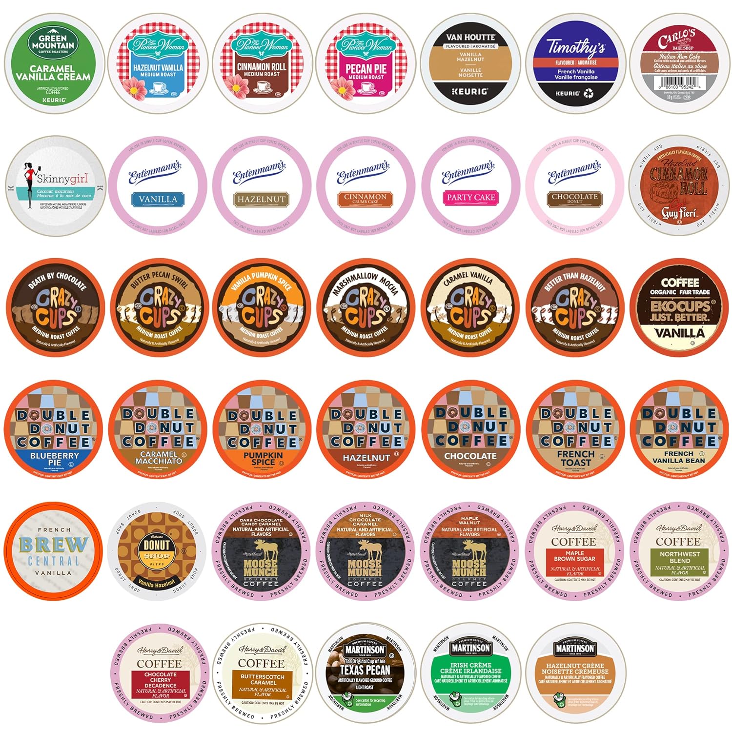 Crazy Cups Pod Variety Pack - Unique Flavors Of Chocolate, Vanilla, Caramel, Coffee Capsules, Flavored Coffee, 40 Count