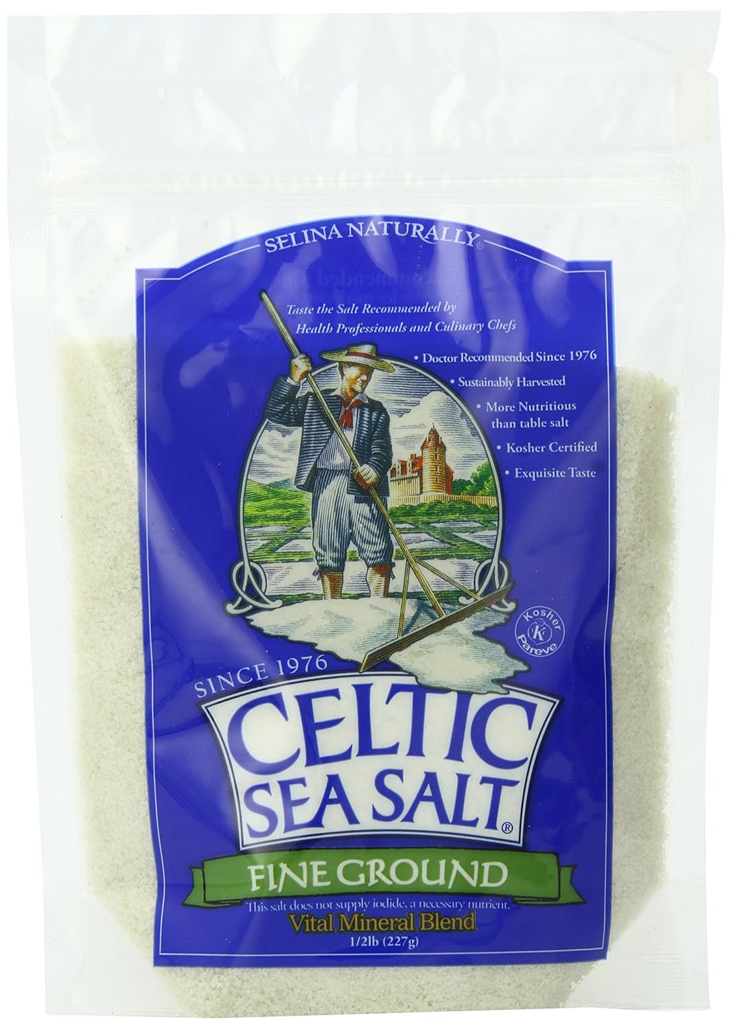 Celtic Sea Salt®, Fine Ground, 8 Ounce Resealable Bag, Pack Of 6