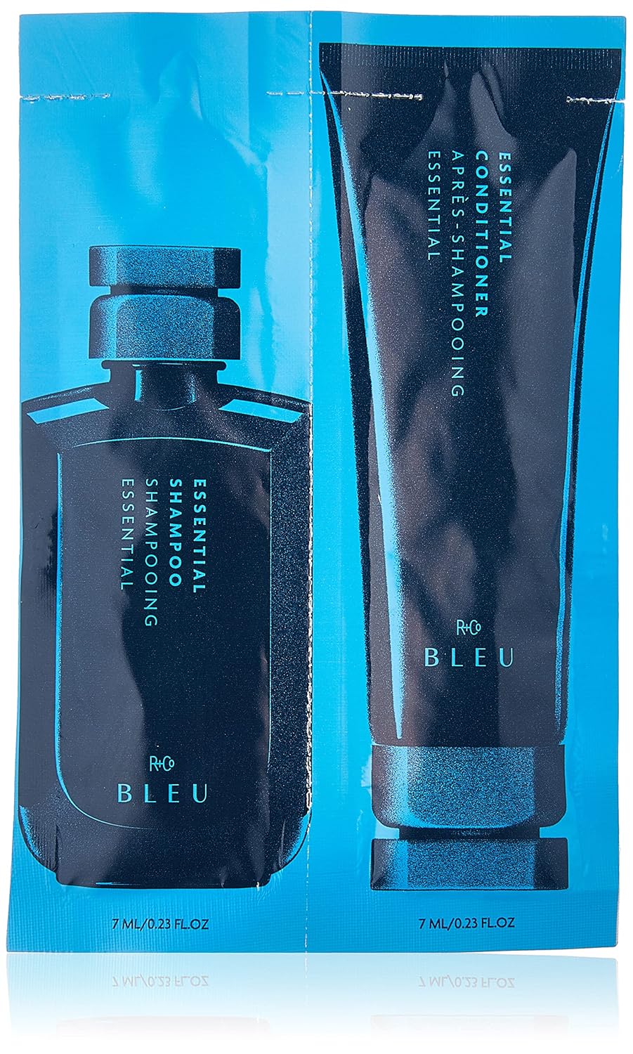 R+Co Bleu Essential Shampoo + Conditioner Tandem Packette | Hydrates + Smoothes + Nourishes Hair | Vegan, Sustainable + Cruelty-Free | 14Ml