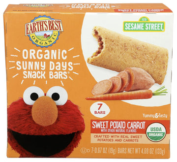 EARTHS BEST Organic Swt Pto Crrt Snny Day Bars, 0.67 Ounce (Pack of 7)