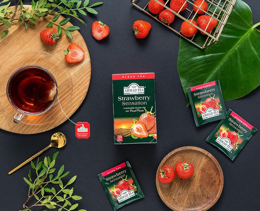 Ahmad Tea Black Tea, Strawberry Sensation Teabags, 20 Ct (Pack Of 1) - Caffeinated & Sugar-Free
