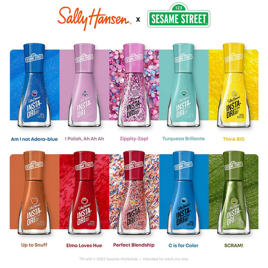 Sally Hansen Insta-Dri Sesame Street Nail Polish Collection - Elmo Loves Hue & C Is For Color Duo - 0.31 Fl Oz