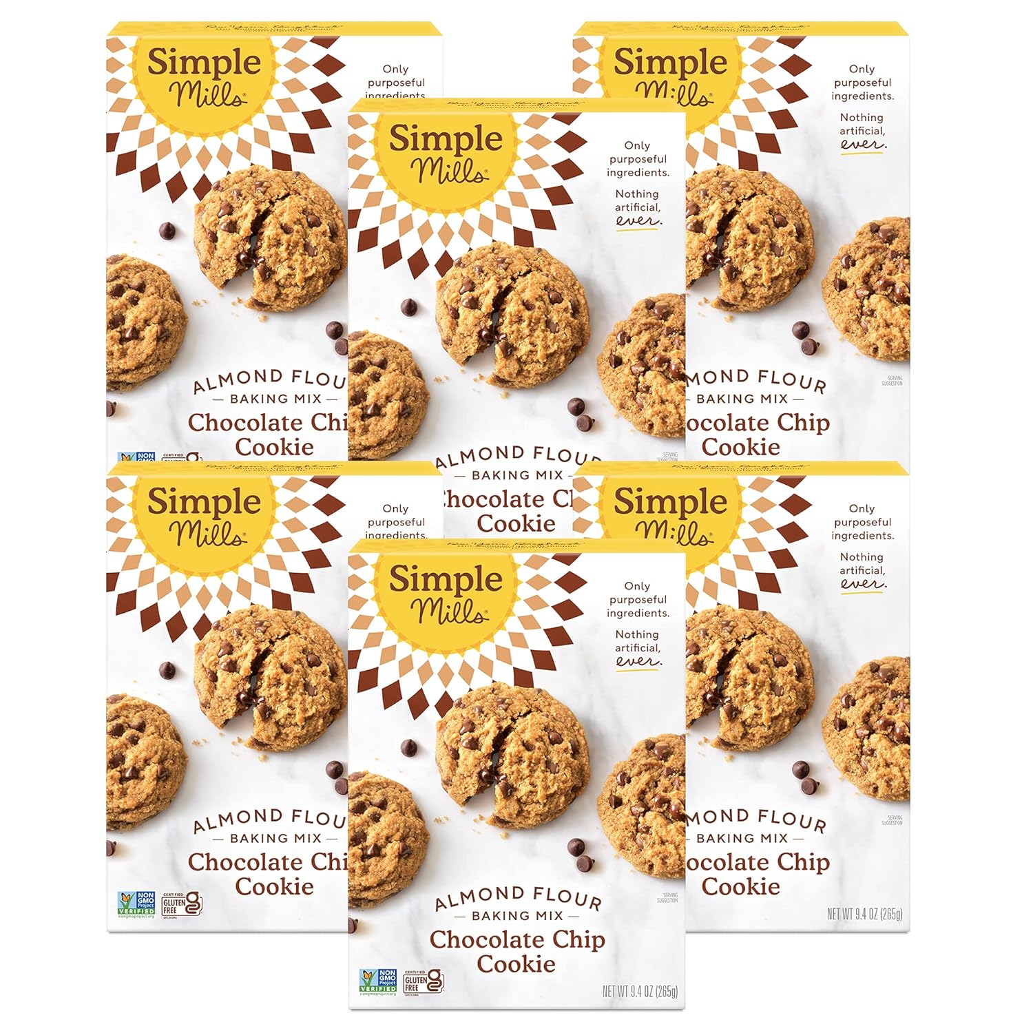 Simple Mills Almond Flour Baking Mix, Chocolate Chip Cookie Dough Mix - Gluten Free, Plant Based, 9.4 Ounce (Pack Of 6)