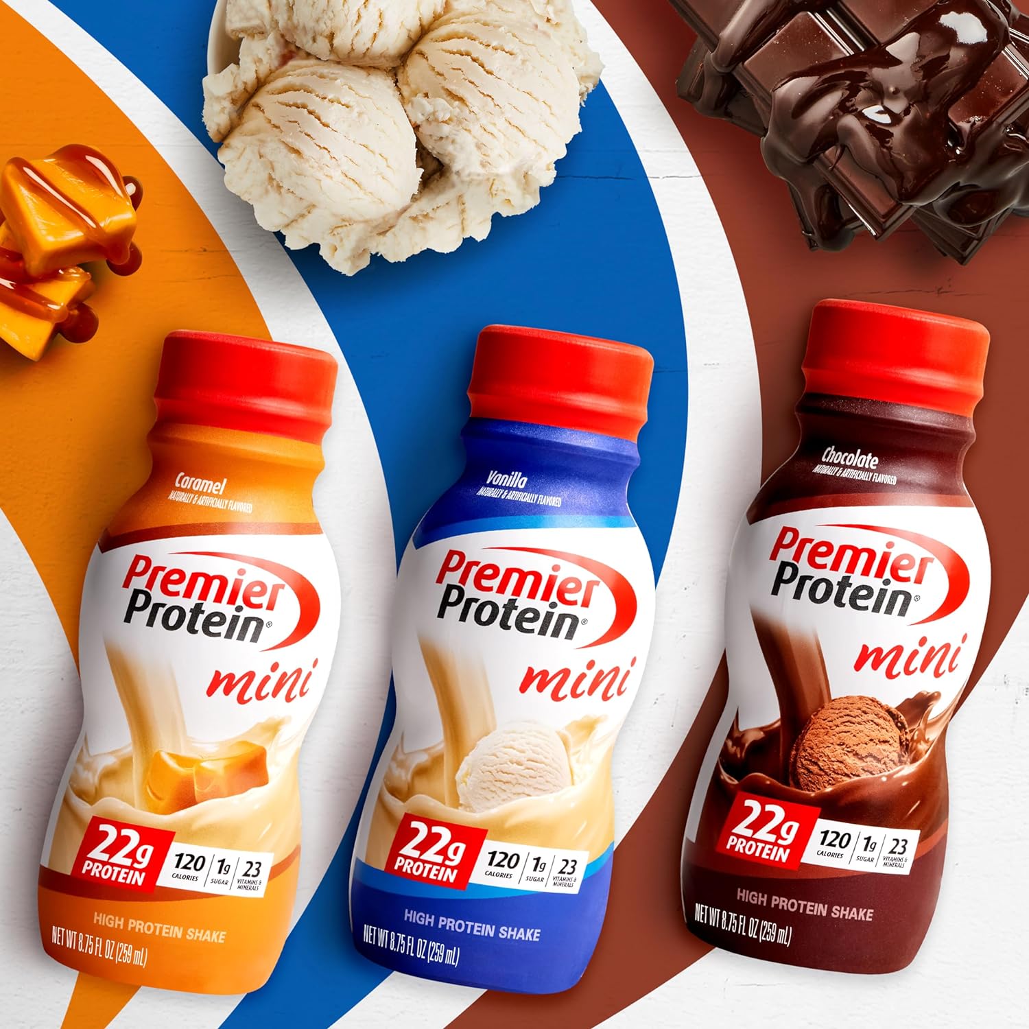 Premier Protein Shake Minis, Chocolate, 22G Protein, 120 Calories, 1G Sugar, 8.75Fl Oz, Pack Of 12