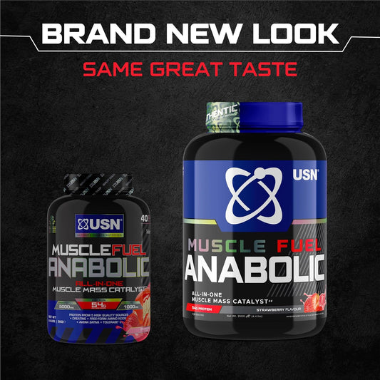 Usn Muscle Fuel Anabolic All-In-One Muscle Mass Gainer, Vanilla Flavour - 2Kg, Anabolic Creatine Amino Bcaa Powder, 54G Protein Powder, 5G Creatine Powder, Muscle Growth Post Workout Energy Drink Mix