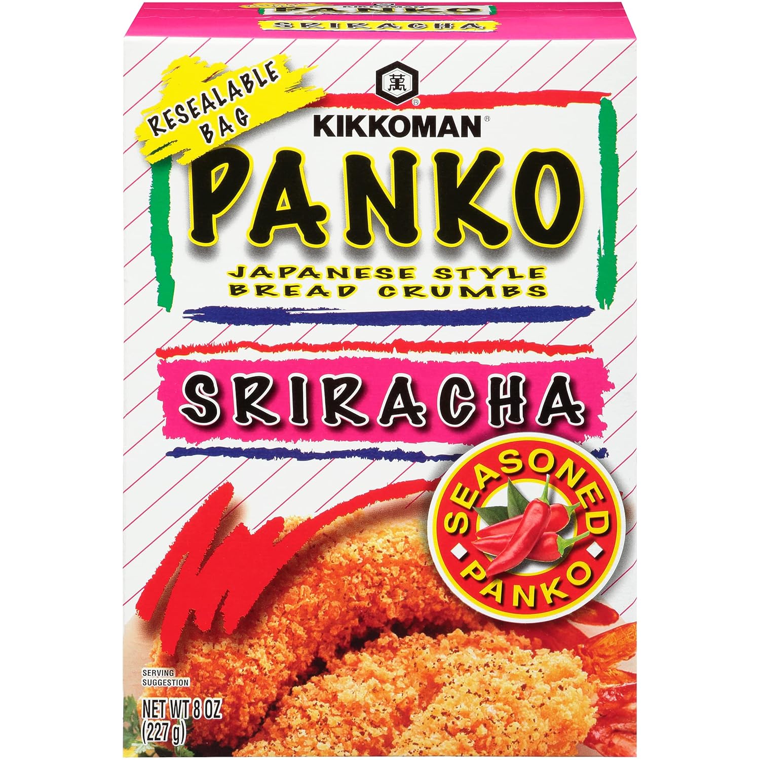 Kikkoman Sriracha Panko – Japanese Style Bread Crumbs, Bold Flavor And Crunch In Every Bite, Ideal For Topping Meats, Seafood, Vegetables - 8 Oz, Pack Of 6