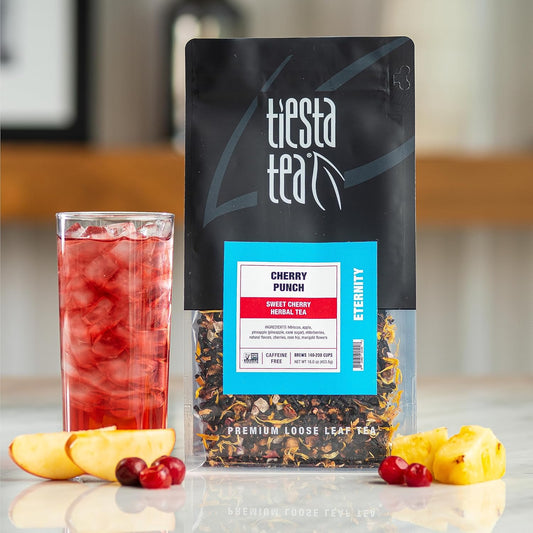 Tiesta Tea - Cherry Punch | Sweet Cherry Herbal Tea | Premium Loose Leaf Blend | Non-Caffeinated Fruit Tea | Hot Or Iced Up To 200 Cups | Crafted With Natural Ingredients - 16Oz Resealable Pouch