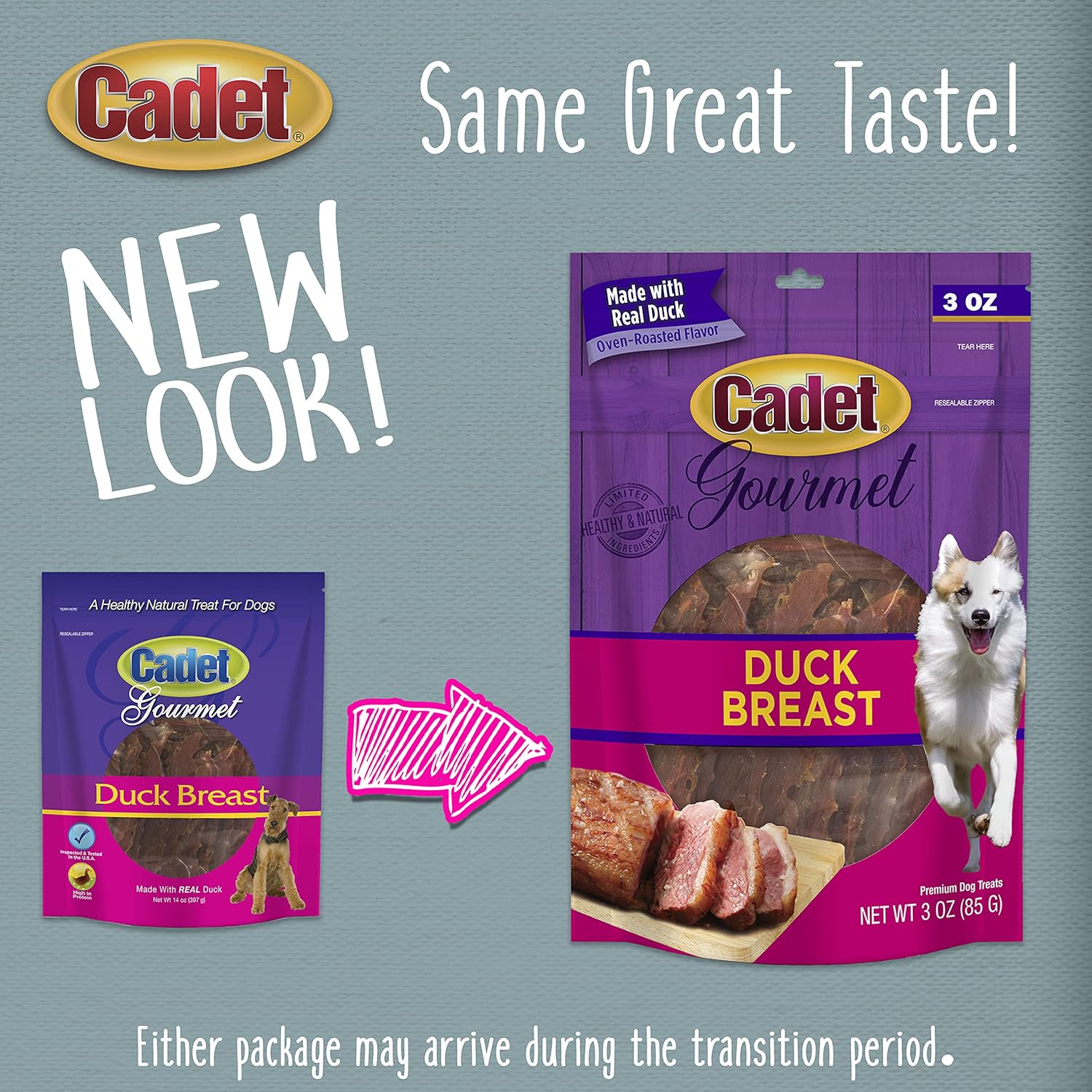 Cadet Gourmet Duck Breast Dog Treats - Healthy & Natural Dog Training Treats for Small & Large Dogs - Inspected & Tested in USA (3 oz.) : Pet Supplies