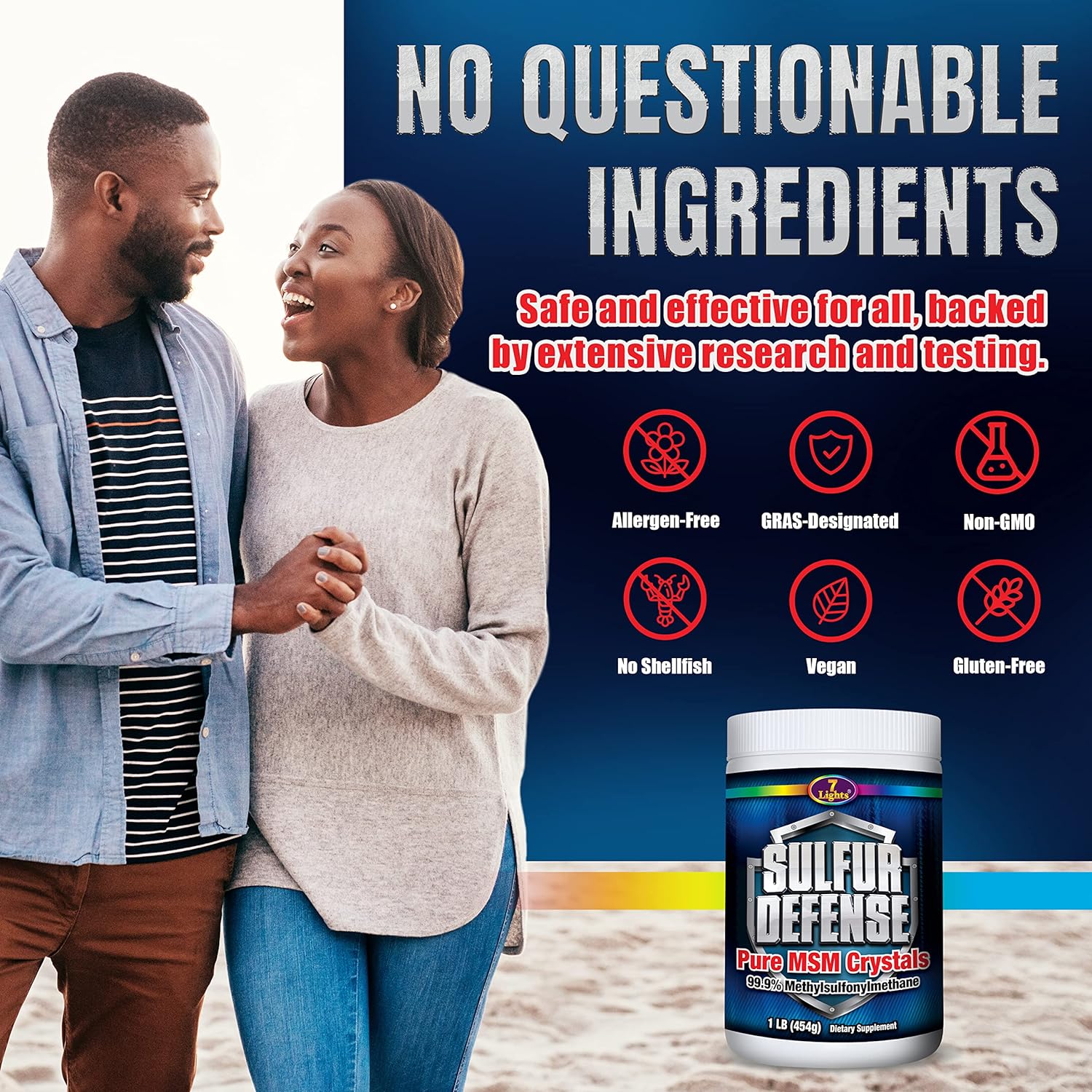 Sulfur Defense Opti-MSM 99.9% Pure MSM Powder Made in The USA - Organi