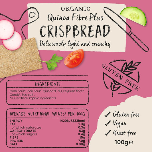 Amisa Quinoa Fibre Crispbread, 100g - Gluten-Free, High Fibre, Organic, Vegan-Friendly : Amazon.co.uk: Grocery