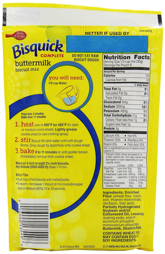Betty Crocker Bisquick Complete Buttermilk Biscuit Mix, Just Add Water, 7.5 oz. (Pack of 9)
