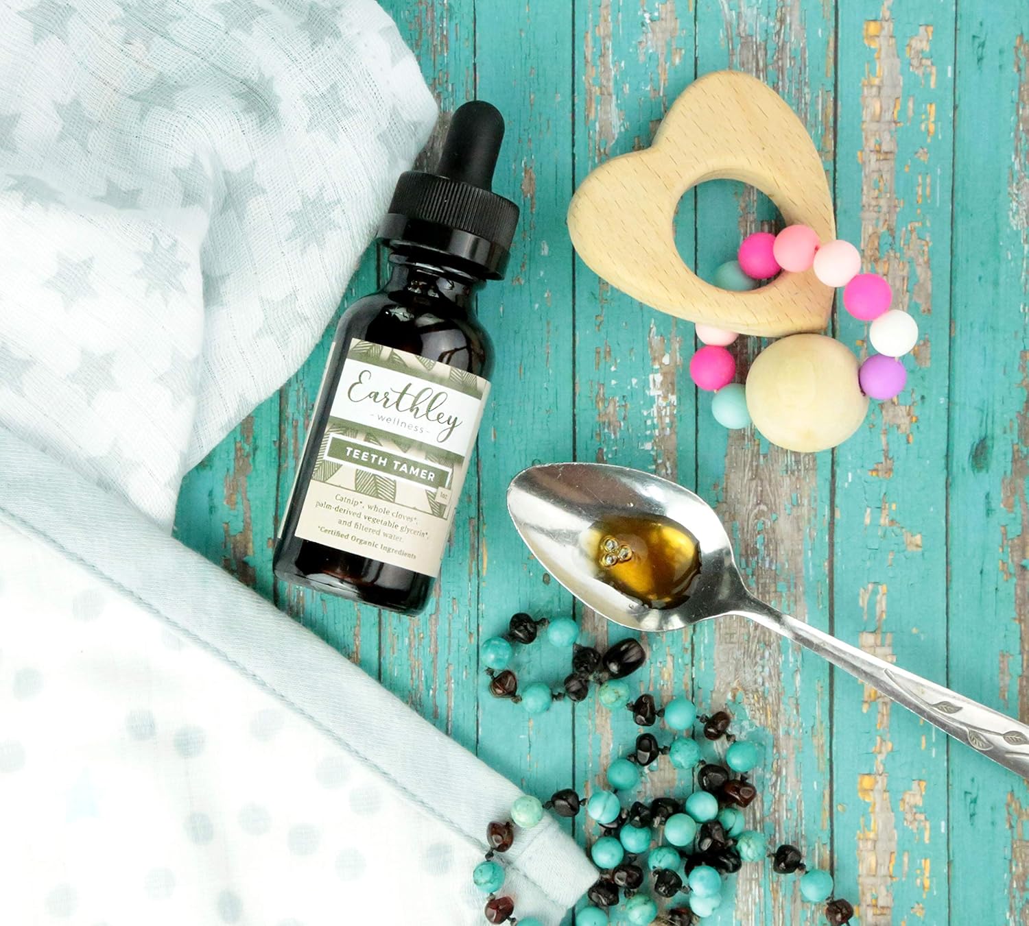 Earthley Wellness Teeth Tamer, Teething Relief For Babies & Kids, Soothes Drooling, Gum Discomfort & Irritability, Organic Herbal Formula, Essential Oil Free, Alcohol-Free & Sugar-Free (1.69 Oz) : Baby