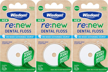 Wisdom Re:New Dental Floss 50M - Pack Of 3 | Vegan | Plant Based