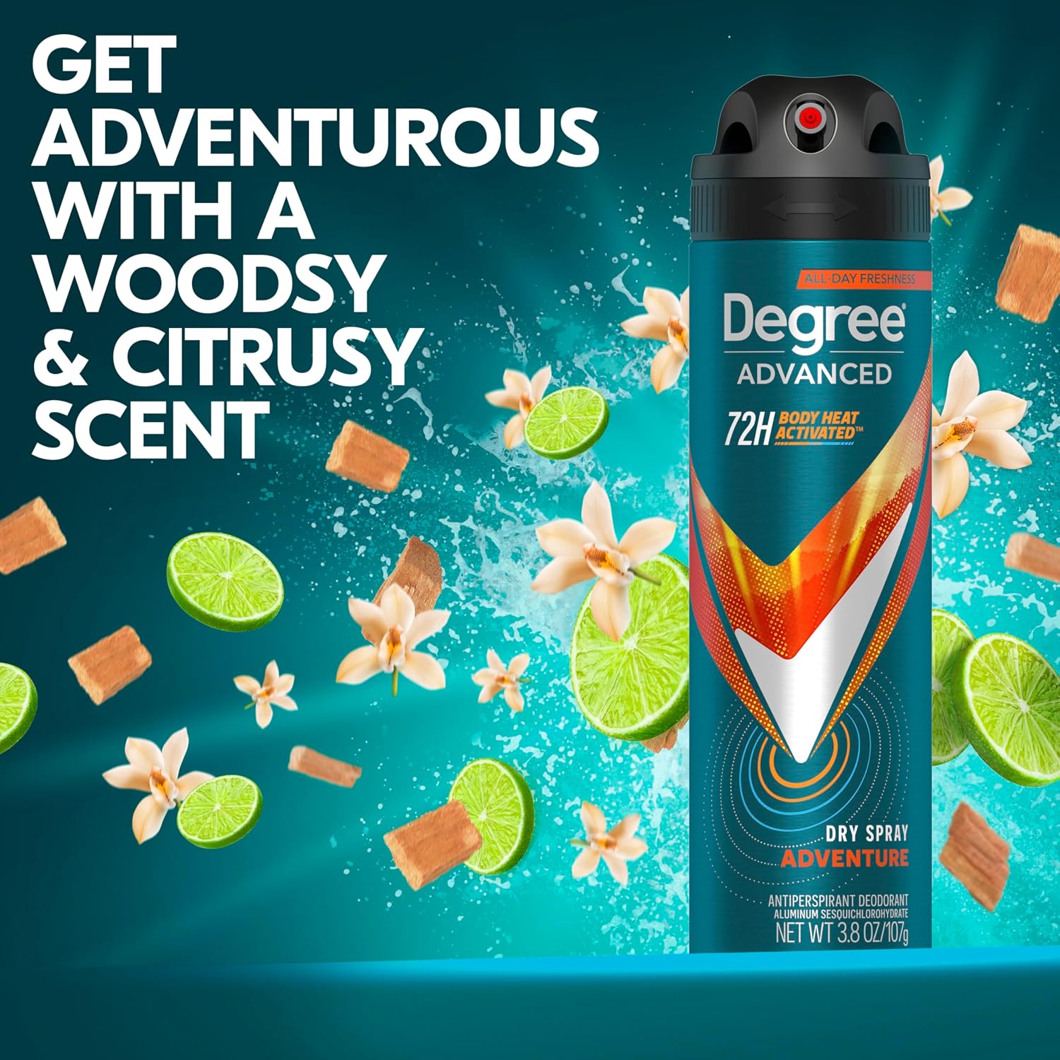 Degree Men Advanced Antiperspirant Deodorant Dry Spray 72-Hour Sweat And Odor Protection Adventure Deodorant For Men With Body Heat Activated Technology 3.8 Oz : Beauty & Personal Care