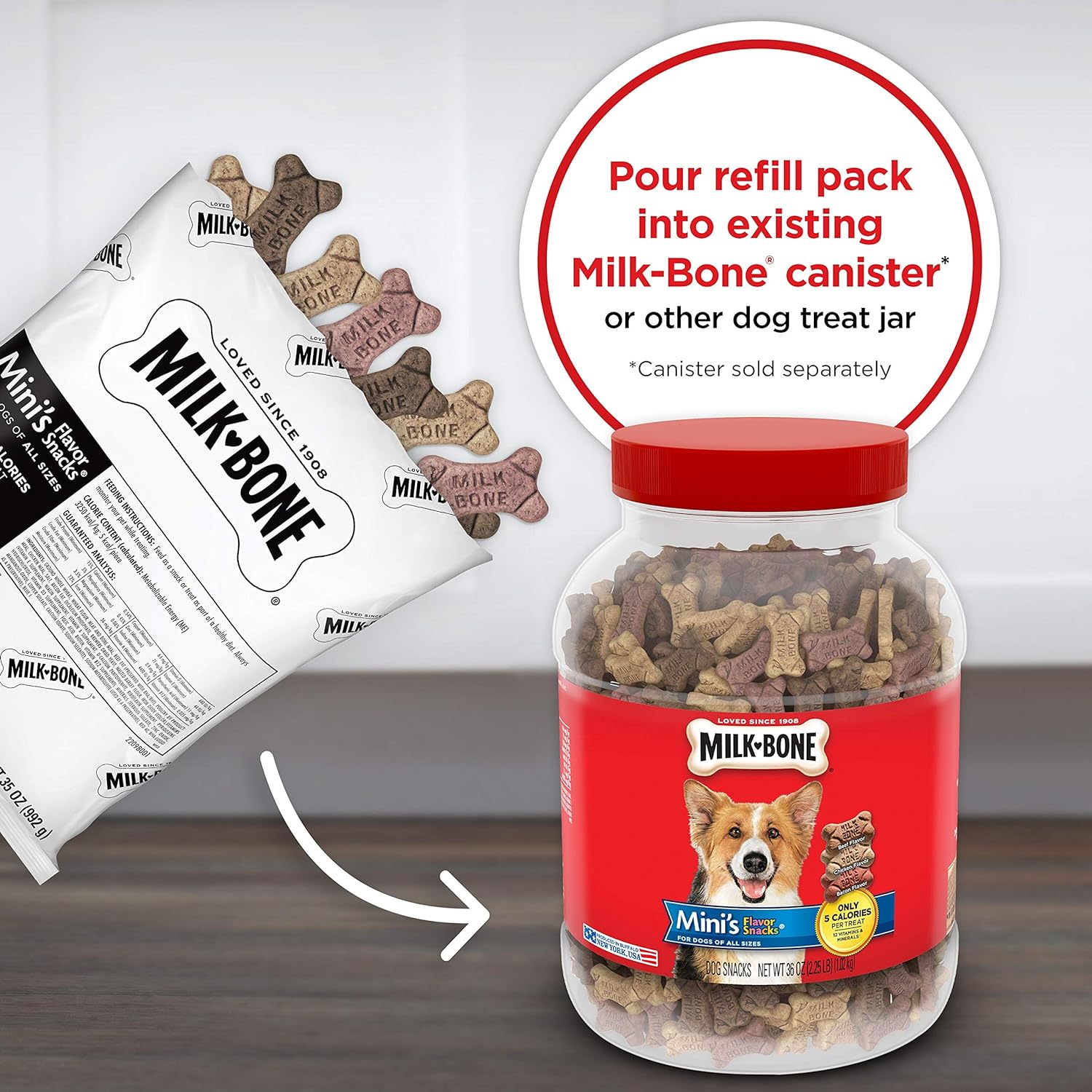 Milk-Bone Mini's Flavor Snacks Dog Treats, 35 Ounce Refill Packs (Pack of 2) Crunchy Texture Helps Reduce Tartar : Pet Supplies