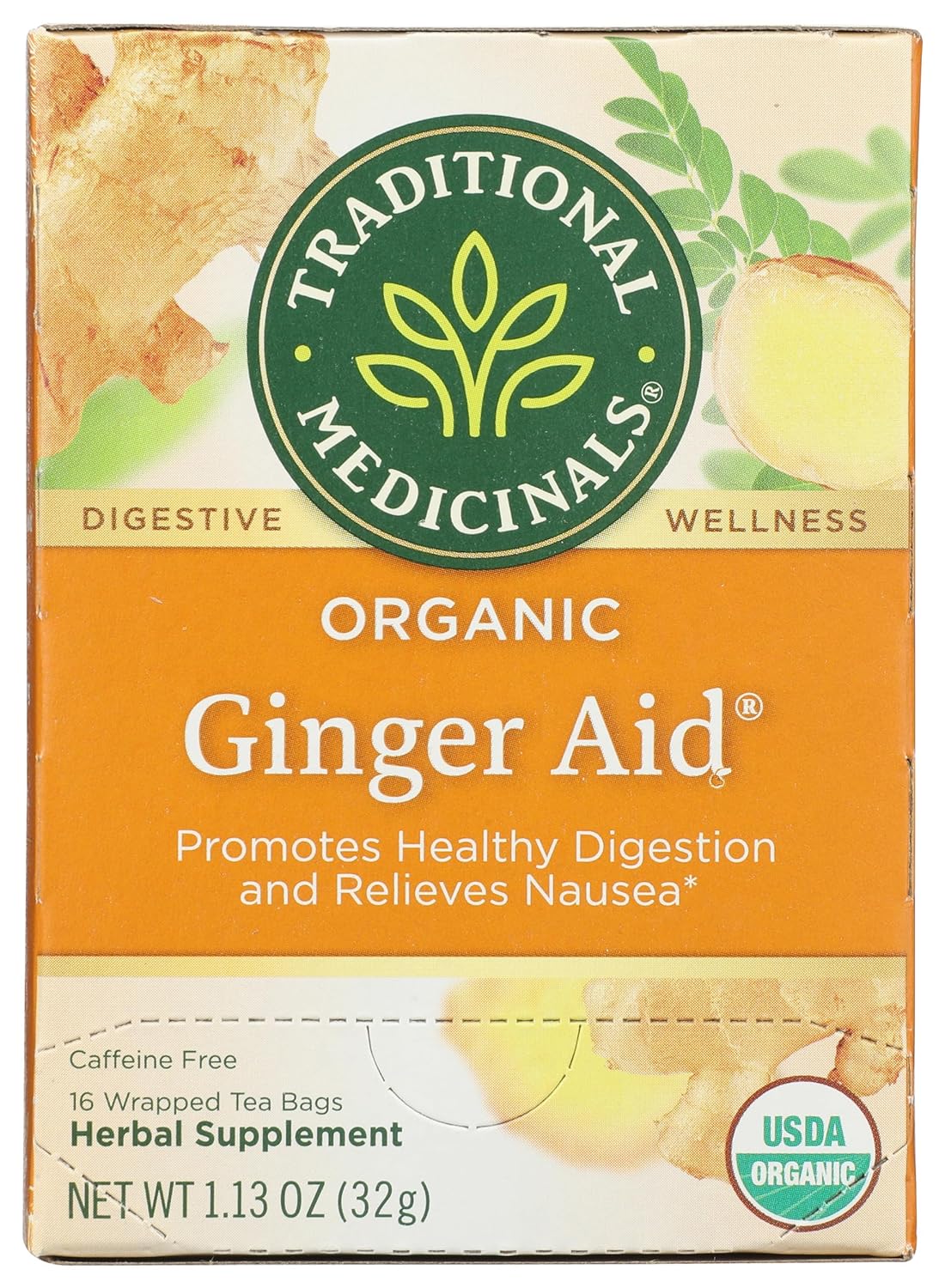 Traditional Medicinals Organic Ginger Aid Herbal Tea, Promotes Healthy Digestion, (Pack of 1) - 16 Tea Bags