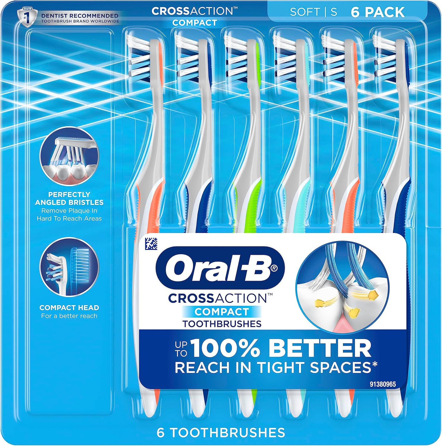 Oral-B Crossaction Compact Toothbrush, Soft, 6 Count