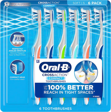 Oral-B Crossaction Compact Toothbrush, Soft, 6 Count