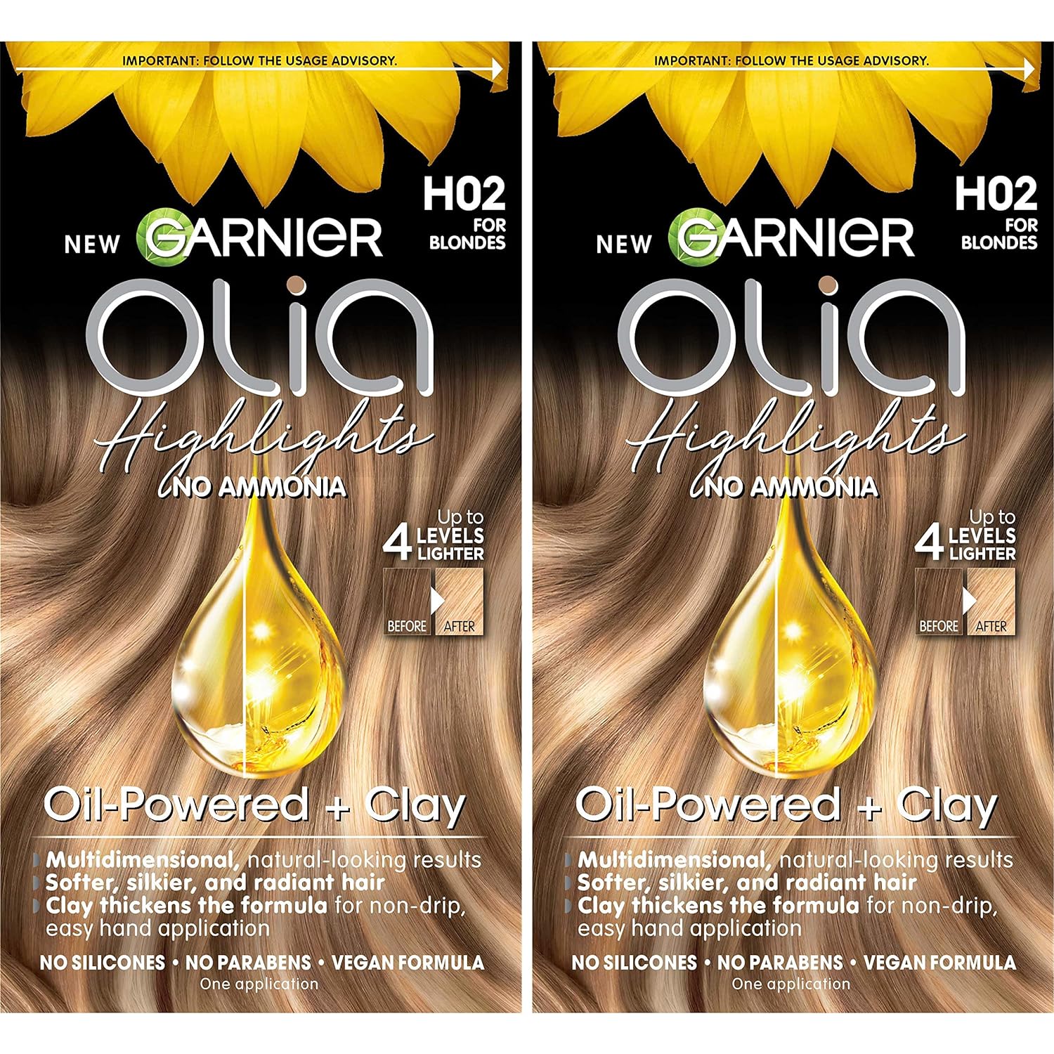 Garnier Hair Color Olia Ammonia-Free Permanent Hair Dye, H02 Highlights For Blondes, 2 Count (Packaging May Vary)