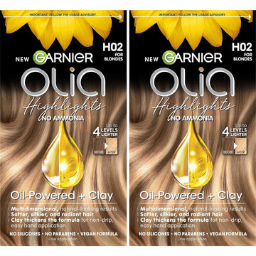 Garnier Hair Color Olia Ammonia-Free Permanent Hair Dye, H02 Highlights For Blondes, 2 Count (Packaging May Vary)