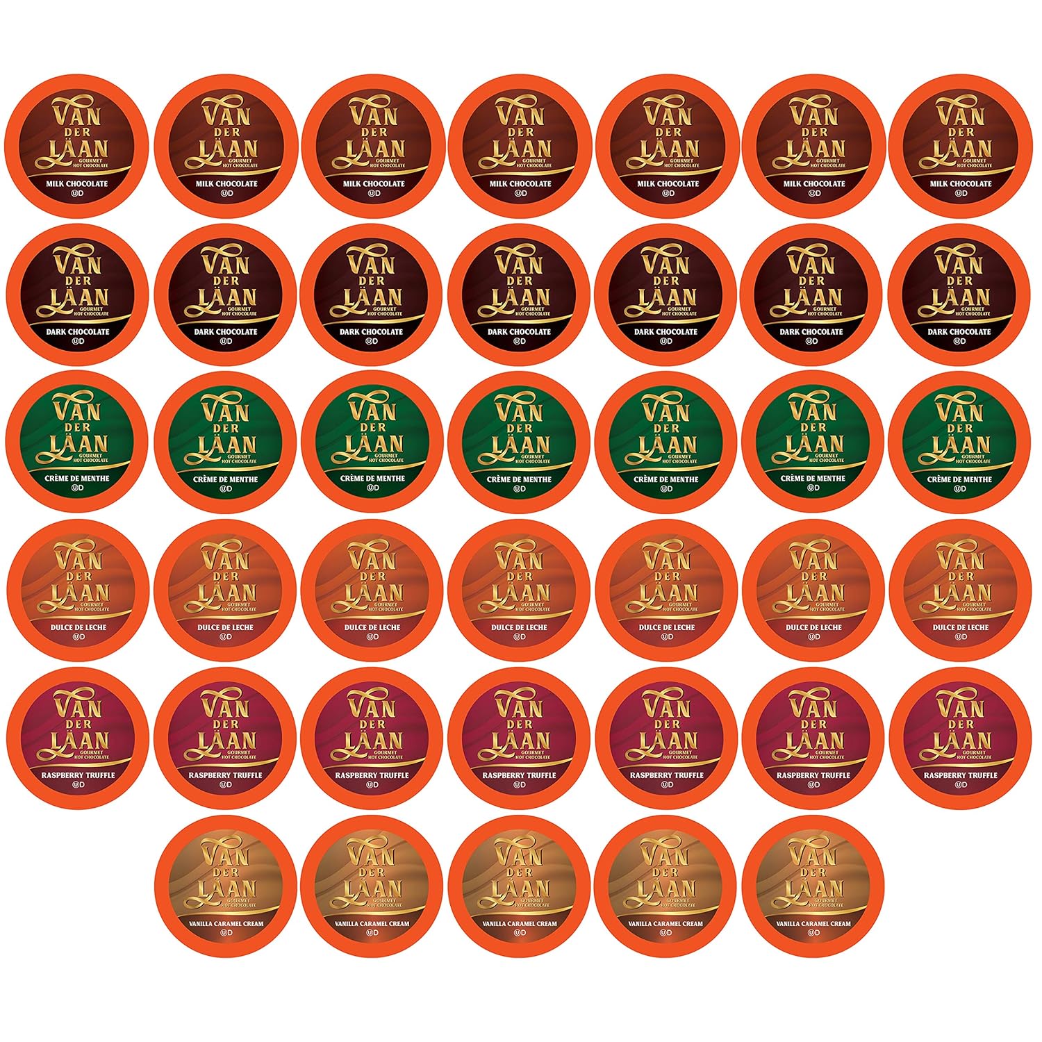 Van Der Laan Chocolate Hot Cocoa Pods, Gourmet Dutch Chocolate Assorted Variety Pack Compatible With K Cup Brewers Including 2.0, 40 Count
