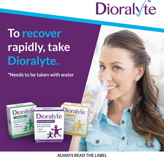 Dioralyte Citrus - Fast And Effective Supplement Treatment For Reducing Dehydration And Replacing Electrolytes (Mineral Salts) Of Lost Body Water And Salts- Citrus Flavour - Powder, 6 Sachets