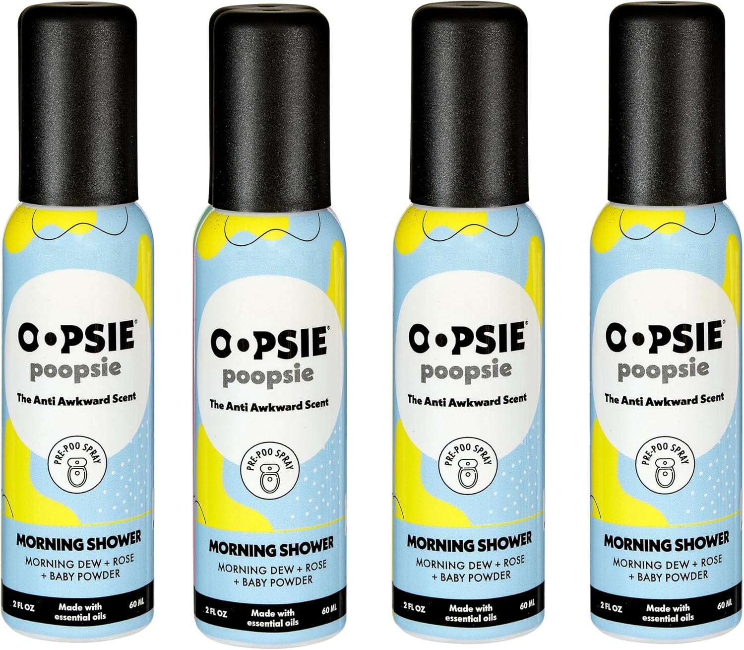 Lemon Bergamot Before & After You Go Toilet Spray 2Oz 4-Pack Gift Set - Portable Odor Eliminator