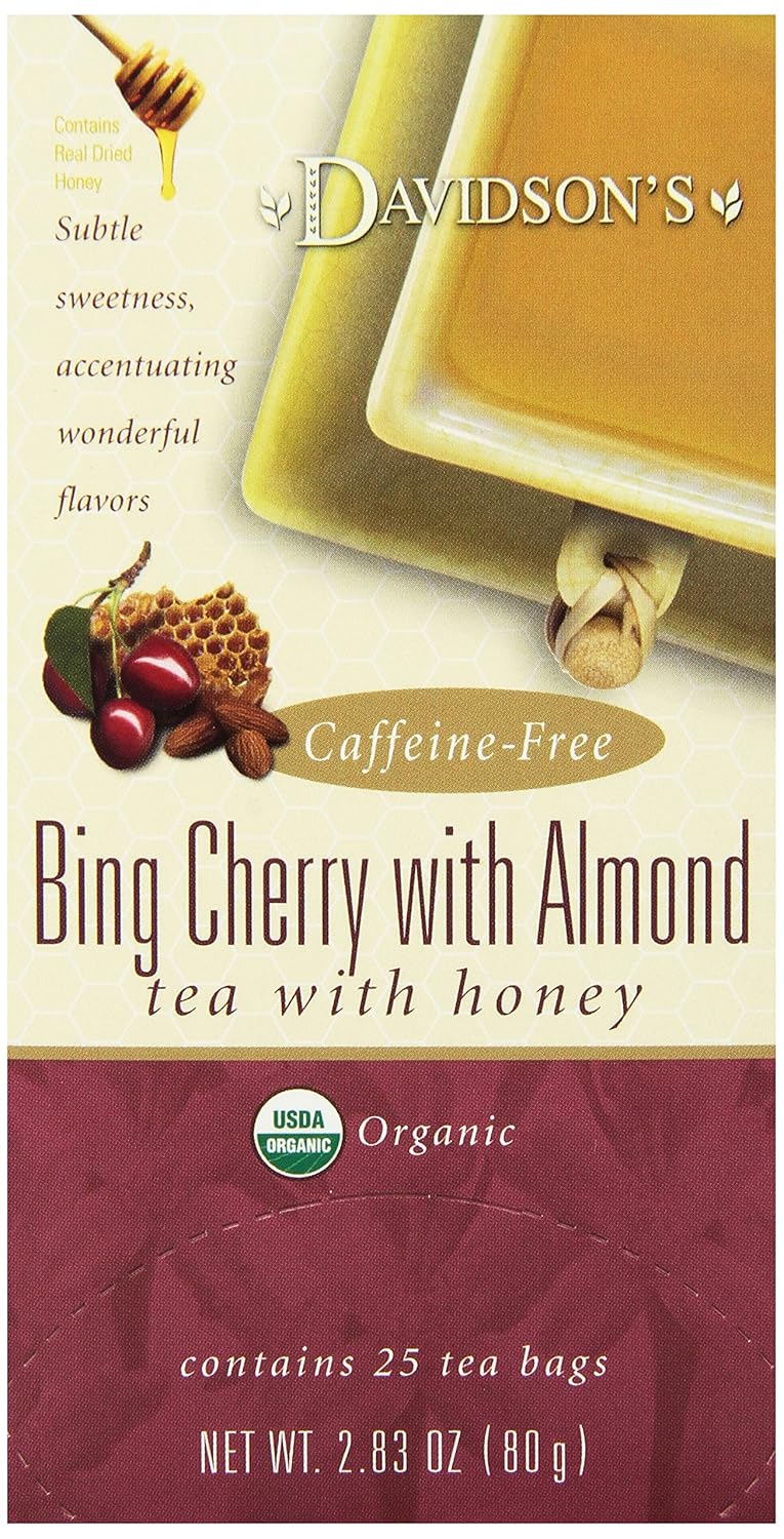 Davidson'S Organics, Bing Cherry With Almond, 25-Count Tea Bags, Pack Of 6