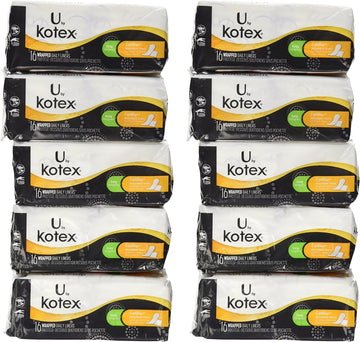 Kotex Natural Balance Absorbent Liners, Long, 16 Count(10 Pack)