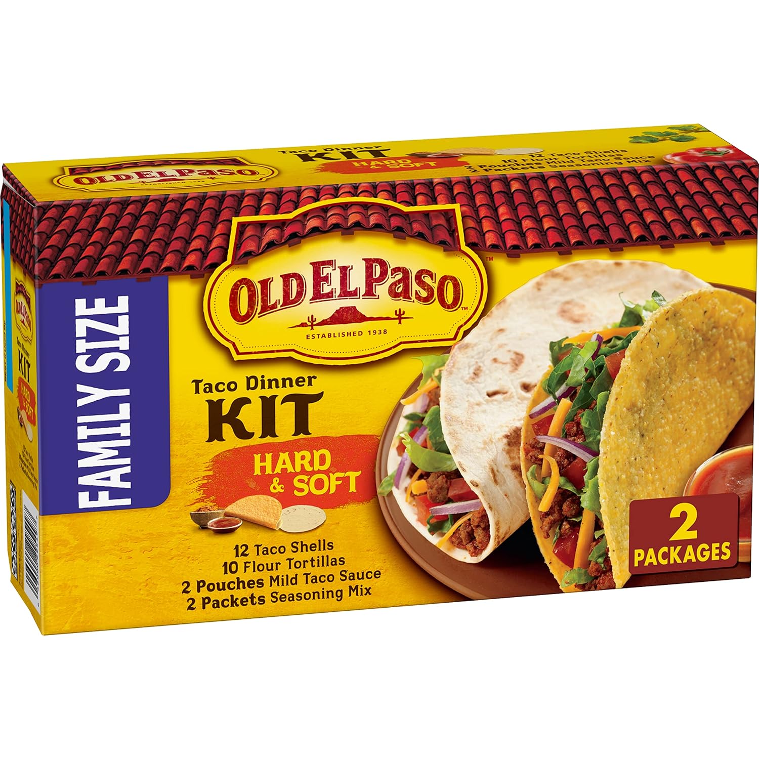 Old El Paso Hard & Soft Taco Dinner Kit, Family Size, 2 Kits, 21.2 oz