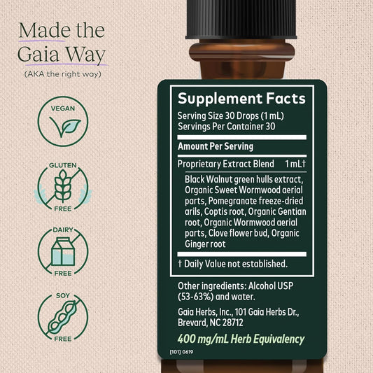 Gaia Herbs Wormwood Black Walnut Supreme, 1 Fl Oz (30 Ml)