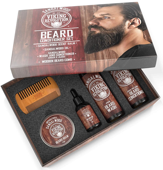 Ultimate Conditioner For Men'S Beard Grooming - Softens, Smoothes And Soothes Beard Itch- Contains Wash, Conditioner, Oil, Balm And Comb- Sandalwood Scent