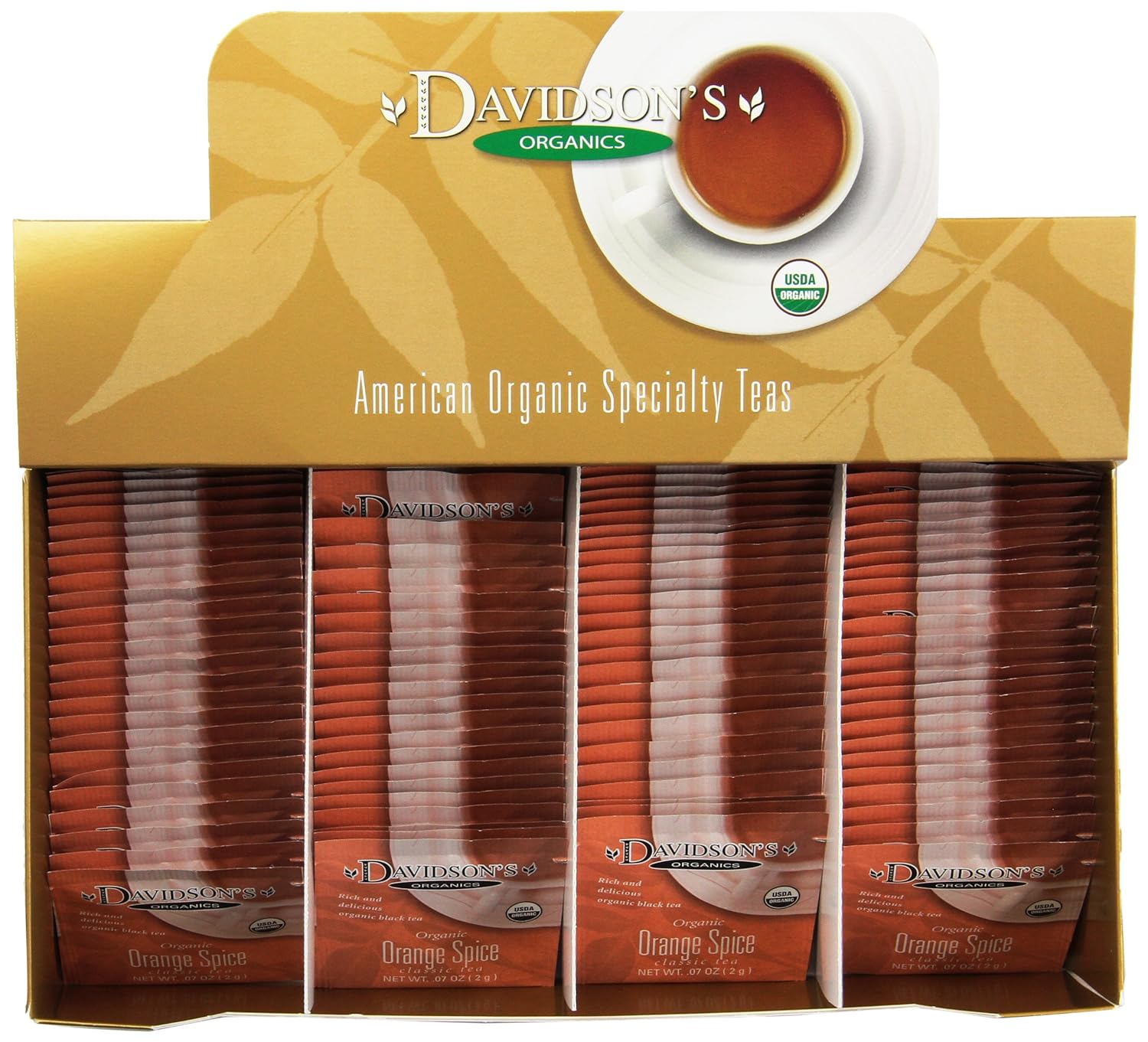 Davidson'S Organics, Orange Spice, 100-Count Individually Wrapped Tea Bags