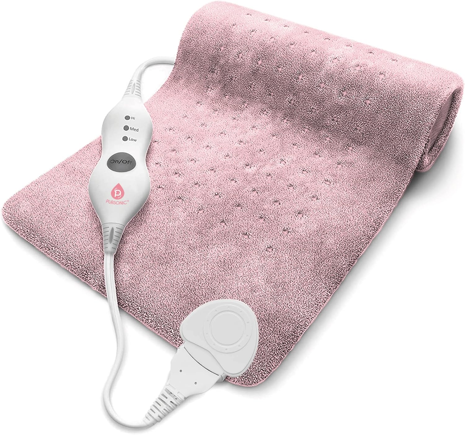 Pursonic Extra Large Electric Heating Pad For Back Pain And Cramps Relief 12X24-2 Hours Auto Shut-Off,Moist Heat Therapy Option (Grey) : Health & Household