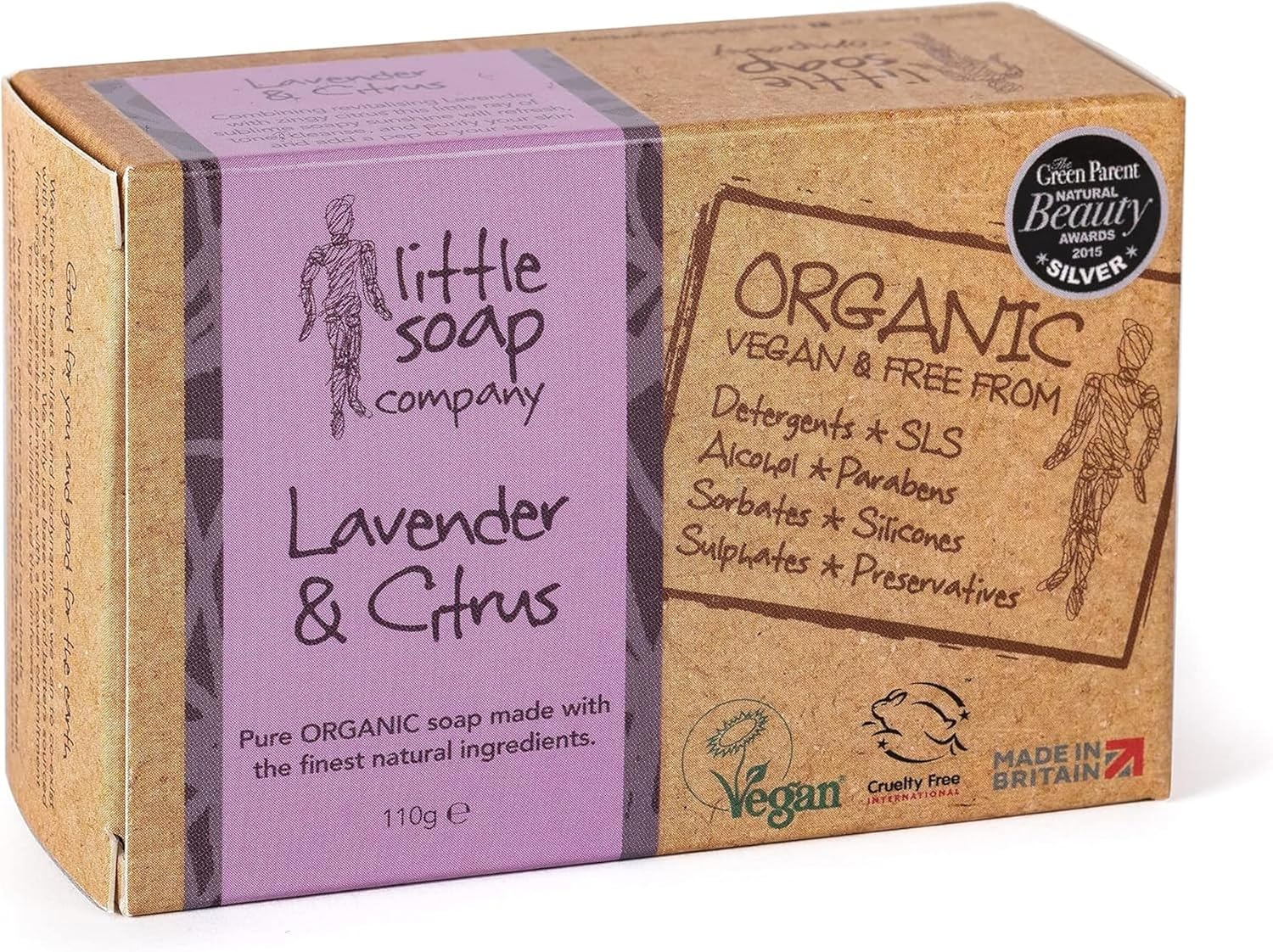 Little Soap Company Organic Soap Bar - Vegan, Cruelty Free, No Sls Or Parabens With English Lavender & Citrus |Natural & Organic Body & Hand Soap (110G)
