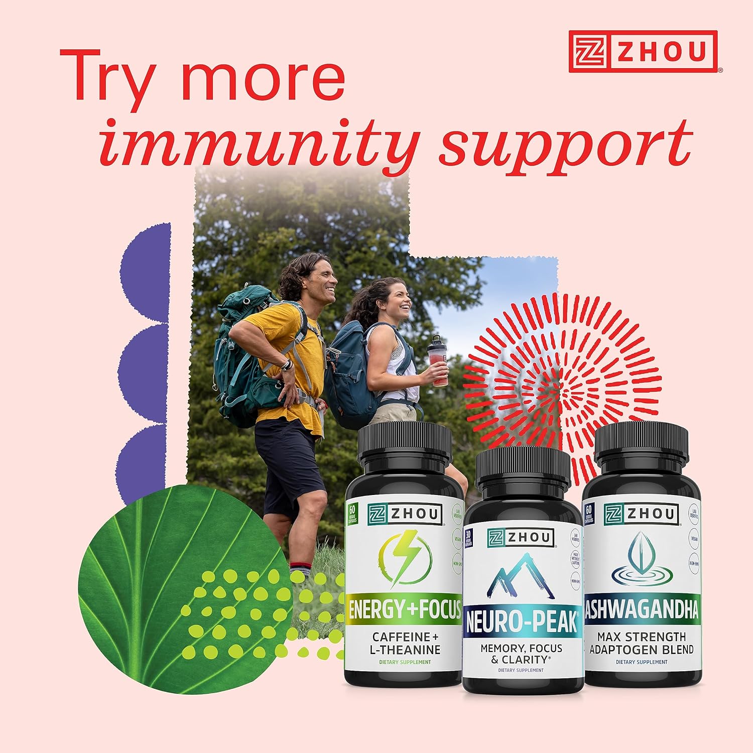 Zhou Thyroid Support Complex with Iodine Supplement, Increase Energy, Fight Brain Fog with Vitamin B12, Iodine, Magnesium, Zinc, Selenium, No Soy, Gluten-Free, 30 Servings, 60 Caps : Health & Household